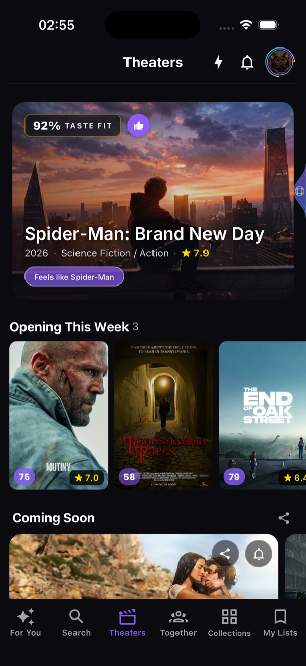 Theaters screen ranking movies in cinemas by your taste